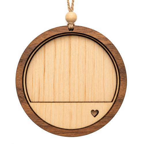 Blanco ronde houten hanger voor silhouet en naam